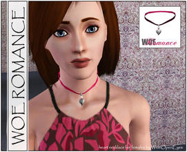 Sims 3 — WOE Romance Necklace by wideopeneyes — A necklace with a heart and pearl theme. The piece has three recolorable