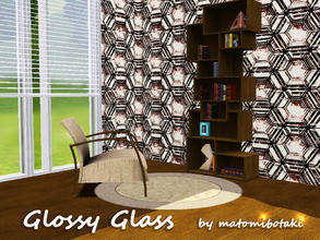 Sims 3 — Glossy Glass by matomibotaki — Geometric pattern in red, grey and cream, 3 channel, to find under Abstract.
