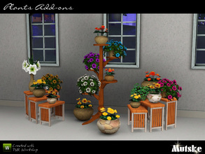 Sims 3 — Plant Add-ons Part IV by Mutske — Set of 12 new plants and 2 nestingtables and 1 plantstand both with many