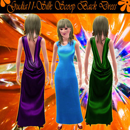 Sims 3 — Gudia11 Back Scoop dress with side slit. by gudia11 — Beautiful silk shimmer dress with a scooped back.Is