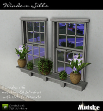 Sims 3 — Window Sills by Mutske — Set of 9 new window sills with slots to decorate you EA windows. This set contains