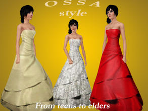 Sims 3 — OSSA - Dress F072 Empire Line by SandraR — Elegant gown, three asymmetrical layers. Suitable as wedding or prom