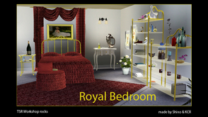Sims 3 — Royal Bedroom by ShinoKCR — Eleganz Bedroomset containing: Bed, Bedcover, round stool (coffeetable), small