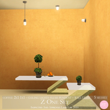 Sims 3 — Z One Set by DOT — Z One Set 5 Meshes coffee 2x1 and 1x1 Ceiling Lamp Flush and Pendent Wall Lamps by DOT of The