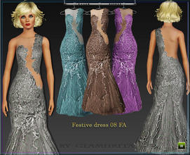 Sims 3 — 08 FA Dress festive with a transparent top by glamurita by Glamurita — 2 channels recolorable,3 colors included
