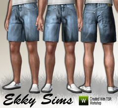 Sims 3 — Denim Short for Men by Ekky_Sims — Shoes by www.lilisims.com