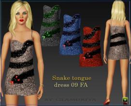 Sims 3 — 09 FA Dress snake tongue by Glamurita by Glamurita — 3 channels recolorable,3 colors included, Mesh By me.