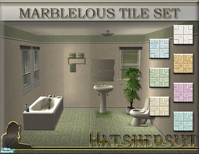 Sims 2 — Marblelous Tile Set by hatshepsut — A stylish set of bathroom tiled walls and floors.