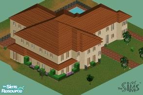 Sims 1 — Winfield Manor by Harmonie — Decadently designed 5 bedroom, 4 bathroom mansion has fenced in backyard pool.