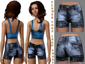 Sims 3 — Skys5-Flower Bottom Jean Shorts by skystars5 — No Description