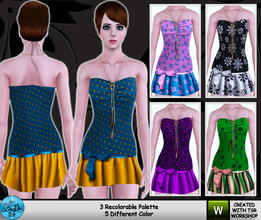 Sims 3 — BluElla - Wave Set -Dress 2- by BluElla — BluElla - Wave Set -Dress 2- New Mesh - Mesh Included