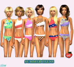 Sims 2 — evi2s summer teens by evi — Vacation time! A set of comfortable swimsuits for teenage girls.