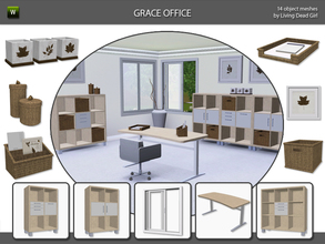 Sims 3 — Grace Office by Living Dead Girl — Fully designable study. Furniture meshes include desk, large shelving unit