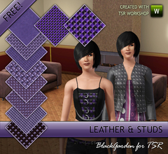 Sims 3 — Leather and Studs - FREE! by BlackGarden — A mixture of leather fabrics and metal-look studs (can also be made
