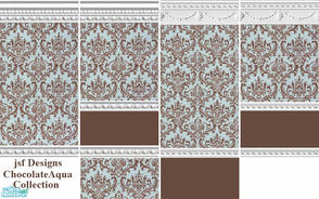 Sims 2 — jsf Designs ChocolateAqua  by jsf — From jsf, the same two walls just different mouldings. One the DentileEgg