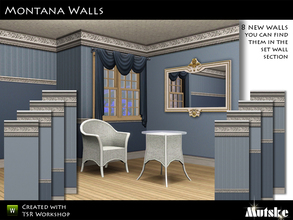 Sims 3 — Montana Walls by Mutske — Set of 8 new walls. You can find them in the set wall section. Have fun decorating!! 