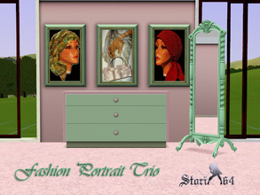 Sims 3 — fashion portrait trio by stori_64 — Portrait Set of 3 Fashion-type wall art