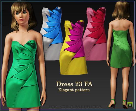 Sims 3 — 23 Dress FA Elegant pattern By Glamurita by Glamurita — 2 channels recolorable 3 colors included