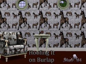 Sims 3 — HoofingItOnBurlap by stori_64 — Pattern filled with horses in front of a burlap material