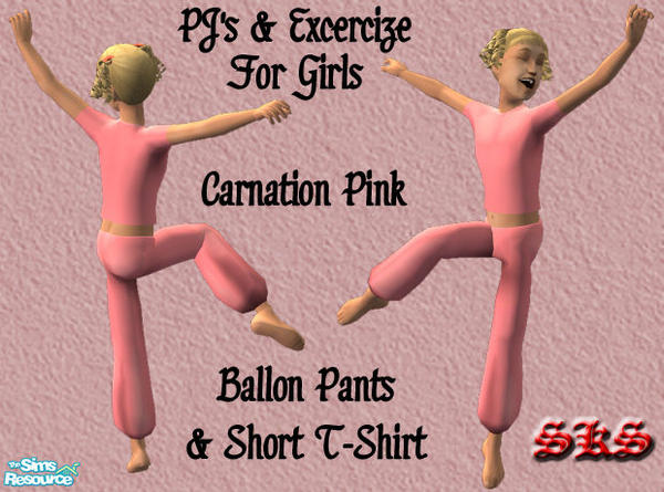 Sims 2 — Childrens Balloon & T: PJs & Exercise - Carnation by 71robert13 — Bare footed balloon bottoms &