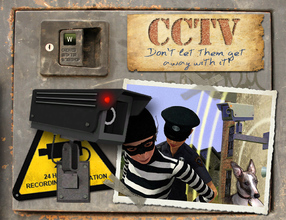 Sims 3 — CCTV Alarms and Signs by Cyclonesue — Fully working CCTV burglar alarms! Can be placed outdoors without building