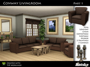 Sims 3 — Conway Living Part1 by Mutske — This is part 1. The set contains a Sofa, Loveseat, Chair, Coffeetable,