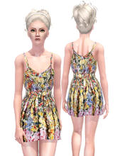 Sims 3 — Sunny Sunny by Frozen and Iced — Vintage dress with floral pattern. New dress and texture with shadow effect.