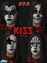 Sims 2 — KISS! Makup set by 71robert13 — Now your Sims can be part of the KISS Army! Set includes all 4 faces: Gene