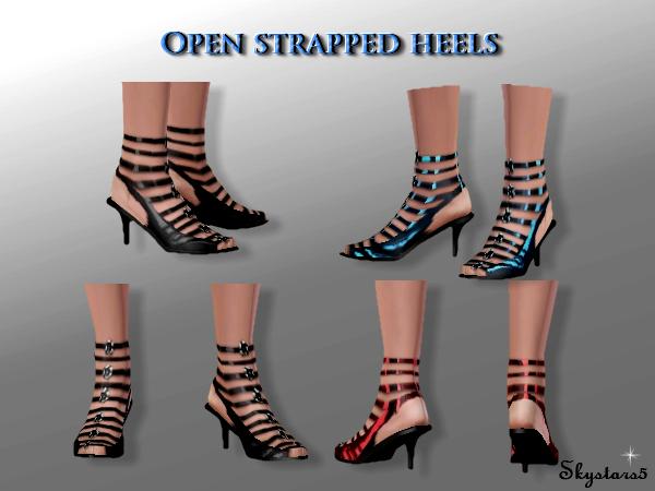 Sims 3 — Open Strapped heels by skystars5 — Adult heels in three colors.