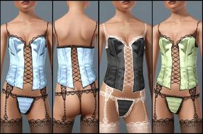 Sims 3 — JP142 Satin Lace Corset Underwear by juttaponath — Satin lace corset underwear for teens.