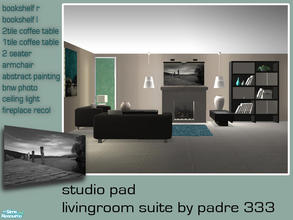 Sims 2 — Studio Pad Livingroom by Padre — Contemporary thunder grey and white suite. 