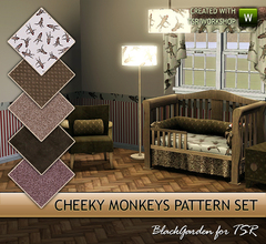 Sims 3 — Cheeky Monkeys Pattern Set by BlackGarden — Do your Sims have cheeky monkeys living in their house? Why not