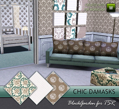 Sims 3 — Chic Damasks Pattern Set by BlackGarden — Damask patterns for the modern house, including a two-tone basic