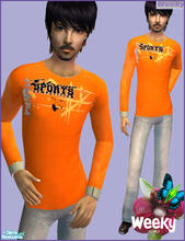 Sims 2 — Daily male outfit by Weeky — Orange t-shirt and denim jeans. This is outfit for everyday and it is for adult