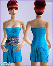 Sims 2 — Blue coctail dress by Weeky — Blue coctail dress or female adult.