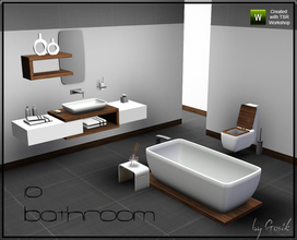 Sims 3 — Io Bathroom  by Gosik — Modern bathroom that comes in three premade styles. Set includes following items:
