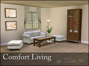 Sims 3 — Comfort Living by Lisa 86 — Living room set containing 6 new objects: Loveseat, ottoman, coffee table (with new
