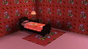 Sims 3 — Strawberry Shortcake wall theme by ataylor69 — Strawberry Shortcake riding bike and strawberries 