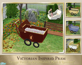 Sims 2 — Victorian Inspired Pram by Cashcraft — A vintage Victorian pram/stroller (cloned from Maxis' crib) to take your
