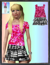 Sims 3 — DD06_smock top zebra skirt by CandyDolluk — a pink flower smock top with a zebra skirt from teen to elders hope