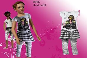 Sims 3 — DD06_Child rockstar girl by CandyDolluk — picture of a girl saying rockstar with stripe mini skirt and star