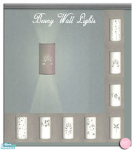 Sims 2 — Benny Wall Lights by DOT — Benny Wall Lights. 1 Mesh, plus recolors. Sims 2 by DOT of The Sims Resource.