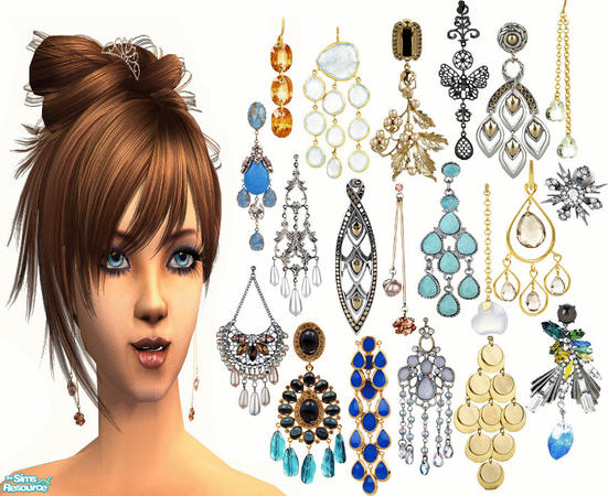 Sims 2 — Earrings 6 by irene_busy — This set has 20 earrings for your teen, adult and elder female sim. Enjoy :) Comment
