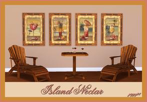 Sims 3 — Island Nectar by ziggy28 — A lovely set of four Cocktail paintings by the artist Charlene Audrey. Cloned from