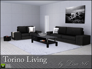Sims 3 — Torino Living by Lisa 86 — A modern and cosy living room set. Contents: Loveseat, Sofa, Pillows x2, Blanket,