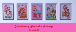 Sims 3 — Strawberry Shortcake Paintings by ataylor69 — There are five paintings in this set! She is riding a bike; with a
