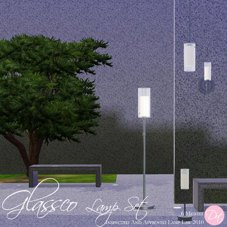 Sims 3 — Glassco Lamp Set by DOT — Glassco Lamp Set 6 Meshes Bench Ceiling Table Floor Wall Ground Sims 3 Lamps by DOT of