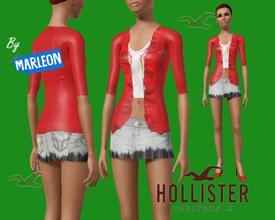 Sims 3 — hollister red sweater and mini by marleon — hollister red sweater and mini