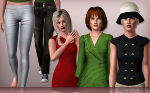 Sims 3 — FS 46 - Raine by katelys — Two new tops, one dress, two trousers and leggins. Enjoy.