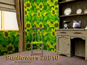 Sims 3 — Sunflowers  25810 by matomibotaki — Flower pattern in lintensive colours, orange, yellow and green, 3 channel,